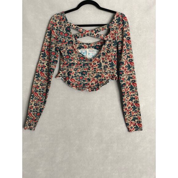 Free People Melanie Top Women's XS Floral Print Scoop Neck Ruffle Hem NEW - Picture 4 of 8